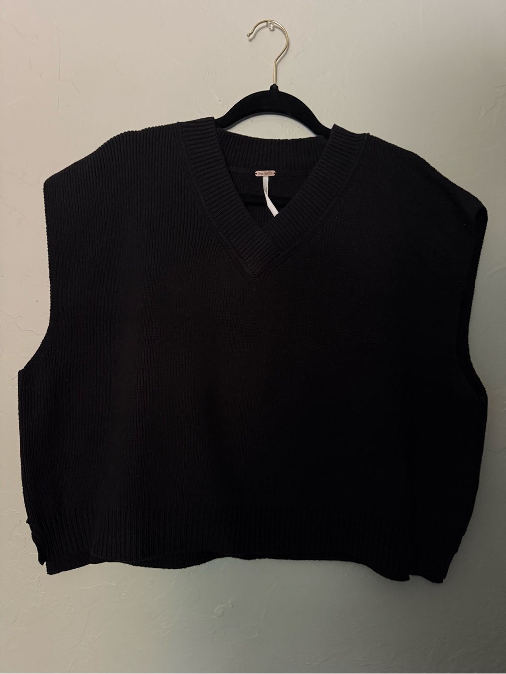 Free People Black V-Neck Knit Sweater Vest